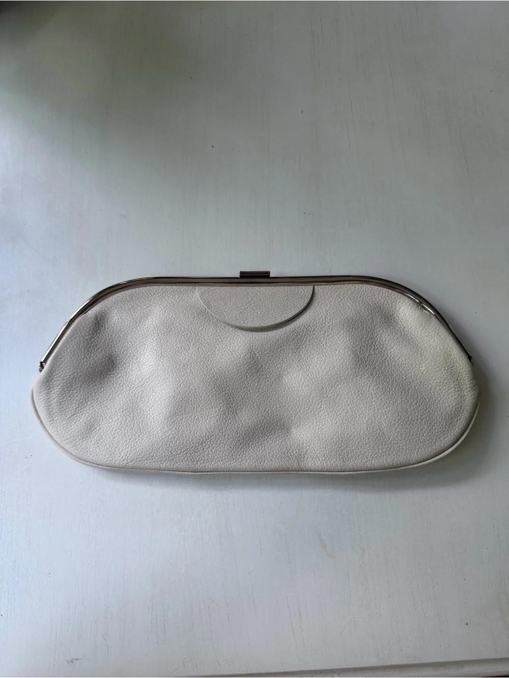 Banana Republic Fall 2004 Cream Leather Frame Clutch with attached mini mirror